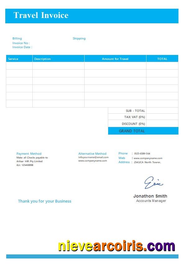 Free Travel Invoice